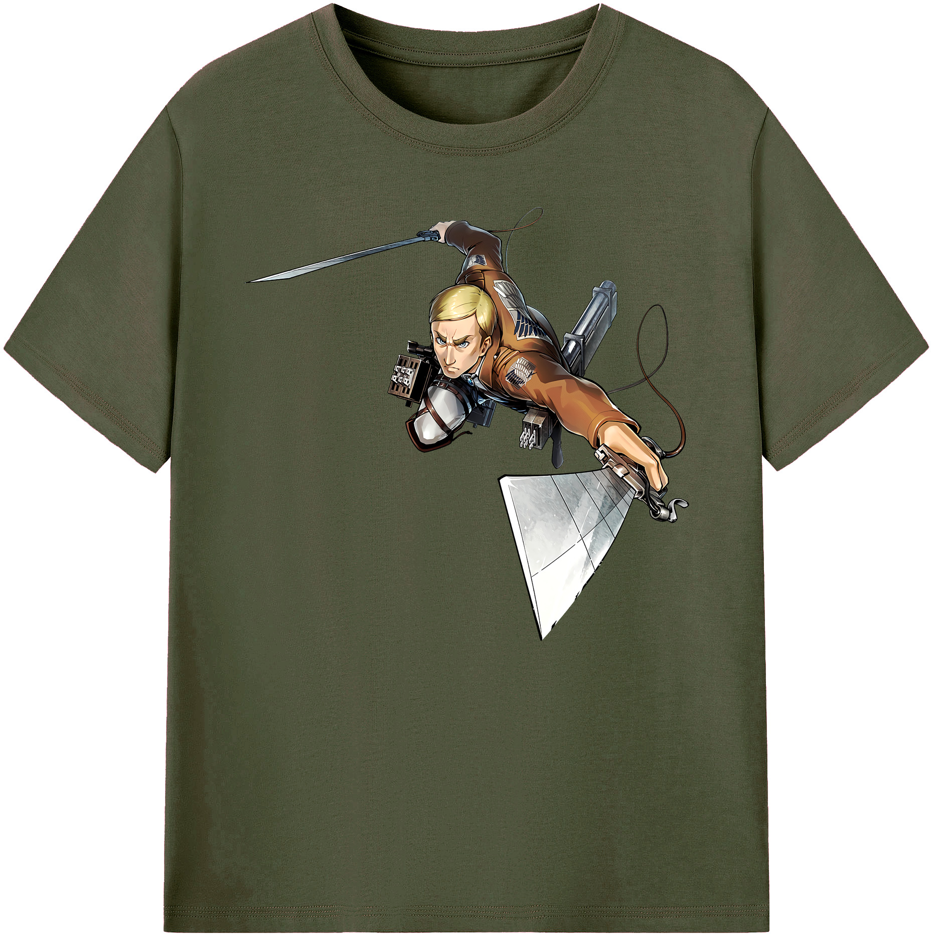 （画像用） 進撃の巨人 エルヴィン・スミス Attack on Titan Erwin Smith 綿100％ メンズ半袖Tシャツ｜肌触りやわらか＆通気性